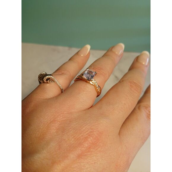 18K Rose Gold Plated Princess-Cut Moissanite Twisted Vine Ring – High Sparkle - Picture 11 of 11